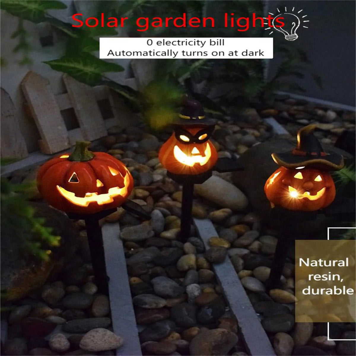 Solar Halloween Pumpkin Stake Lights – Waterproof Garden Décor