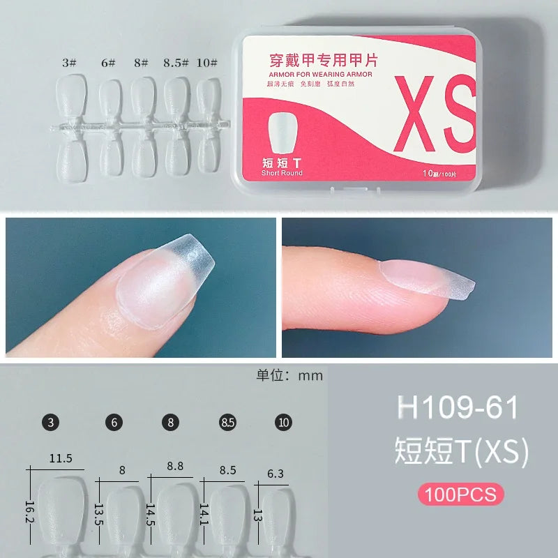 100pcs Full Cover Press On Nail Tips – Clear Ultra-Thin False Nails