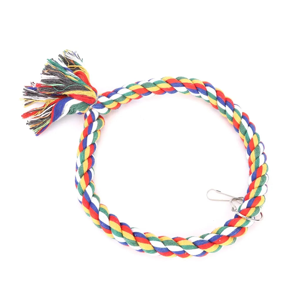 Colorful Cotton Rope Bird Swing Toy – Round Climbing Perch