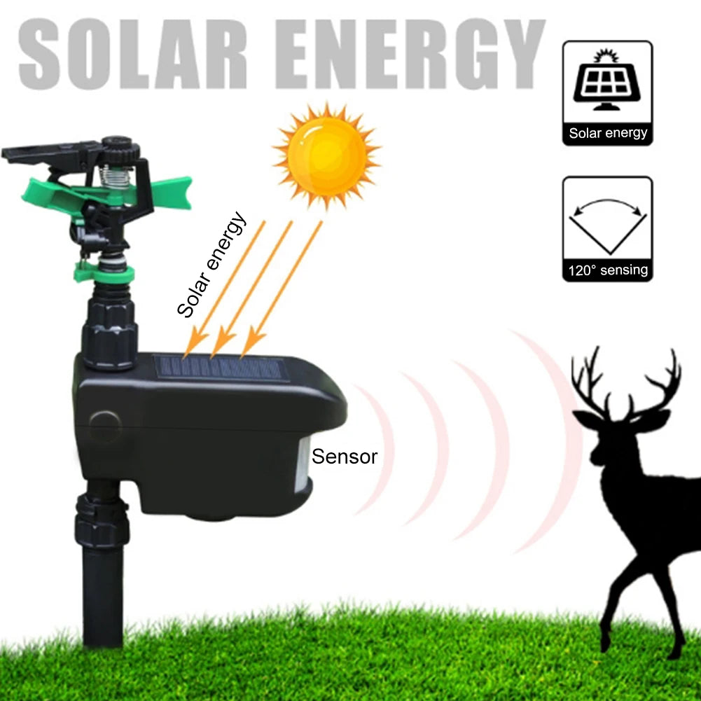 Solar Motion-Activated Animal Repeller Sprinkler – 270° Rotating