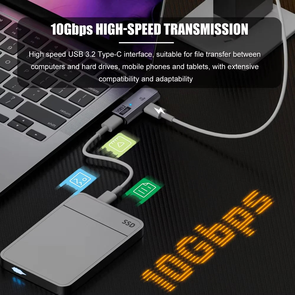 100W USB-C OTG Adapter – 10Gbps Fast Charging Converter