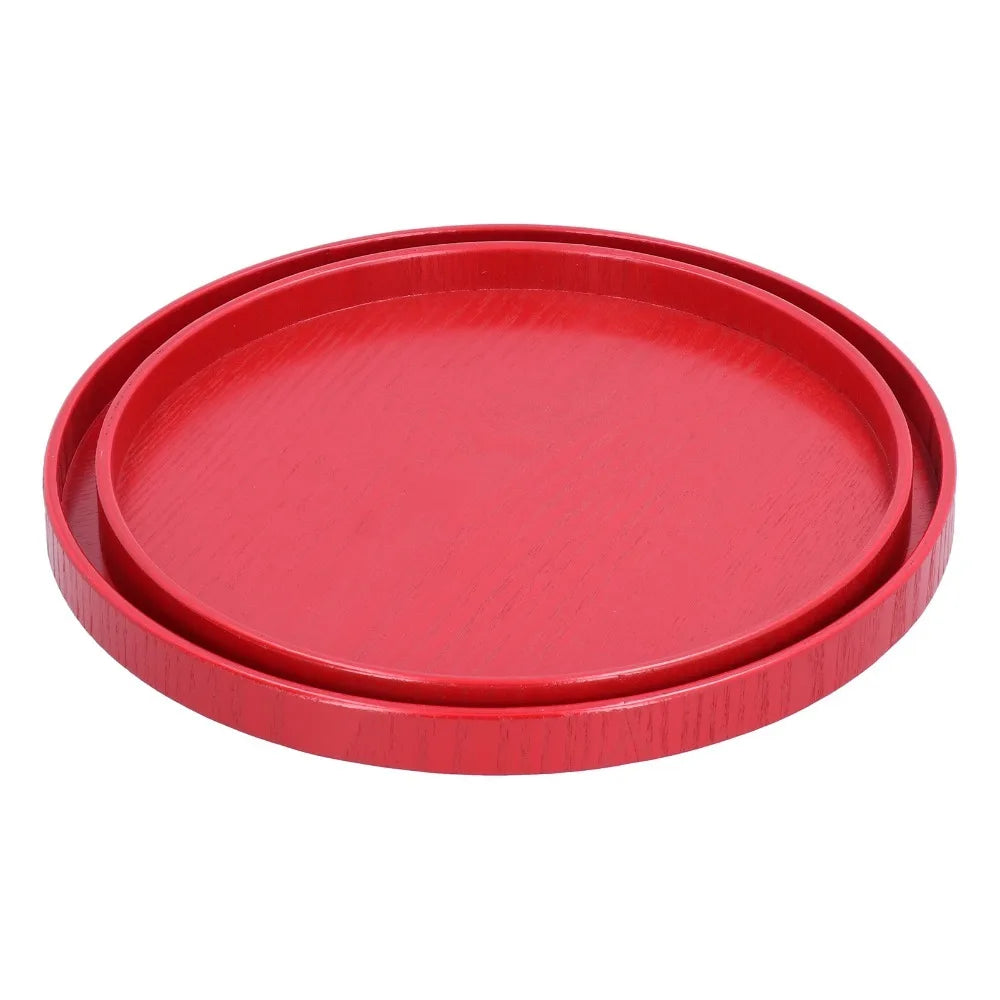 2-Pack Solid Wood Serving Tray Set – Snack & Drink Platter