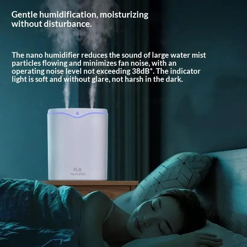 2.2L Dual Nozzle USB Humidifier & Aroma Diffuser – Home Office