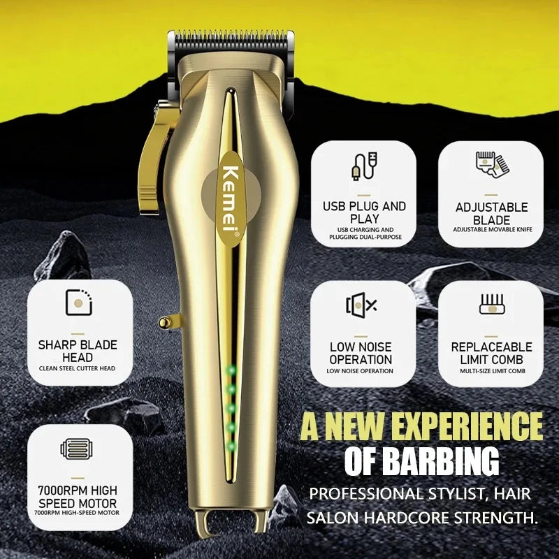 Kemei KM-1450 Cordless Hair Clipper USB Rechargeable Trimmer