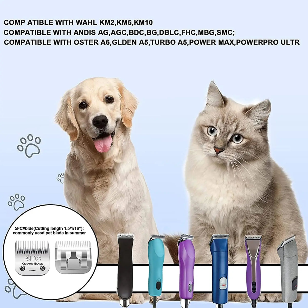4FC A5 Detachable Pet Clipper Blades – Ceramic & Steel