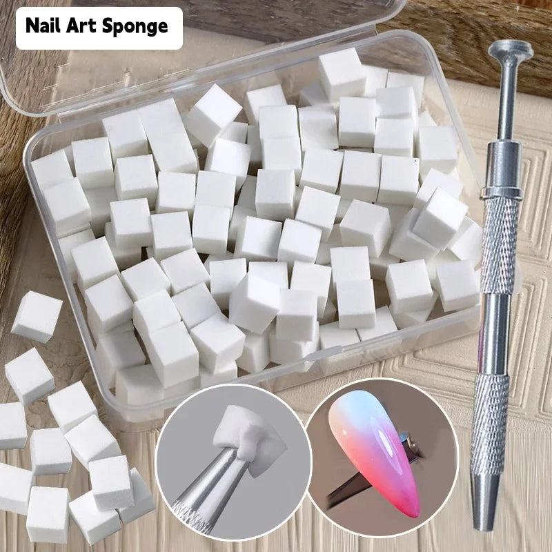 50/100Pcs Square Nail Art Sponge Set – Gradient Blending