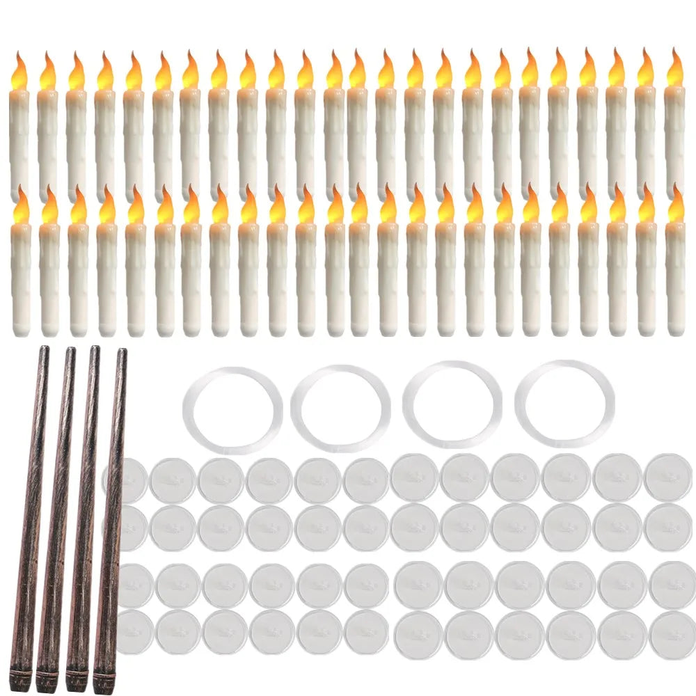 Floating Flameless LED Taper Candles with Magic Wand Remote