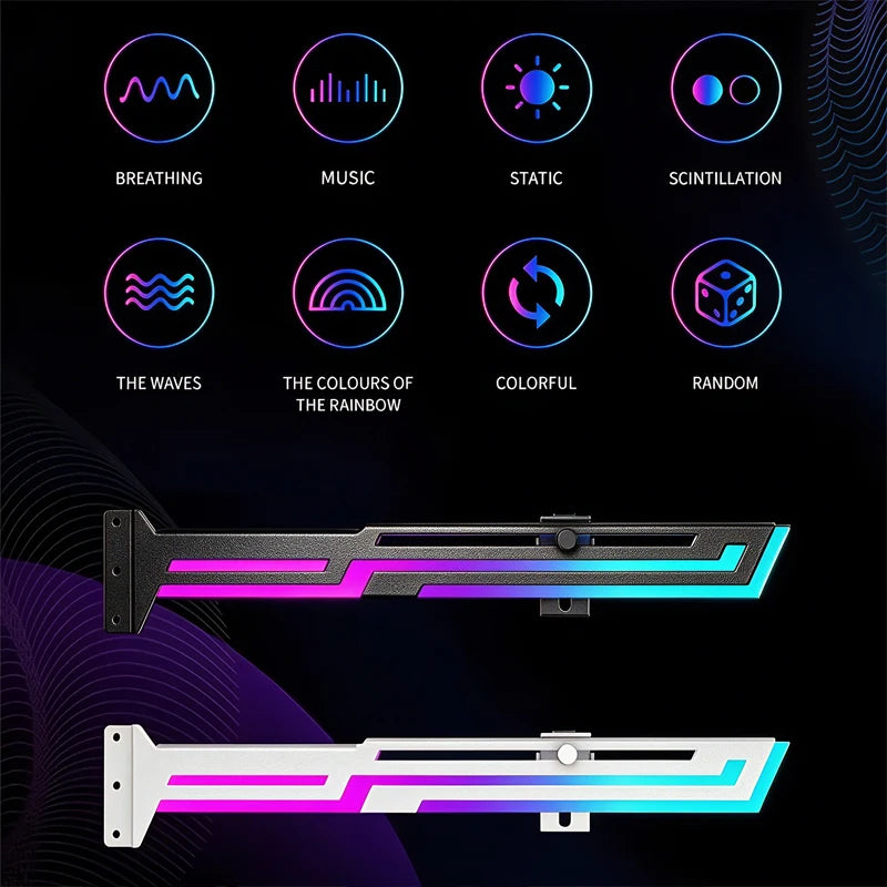 Horizontal GPU Bracket with ARGB Lighting for PC Builds