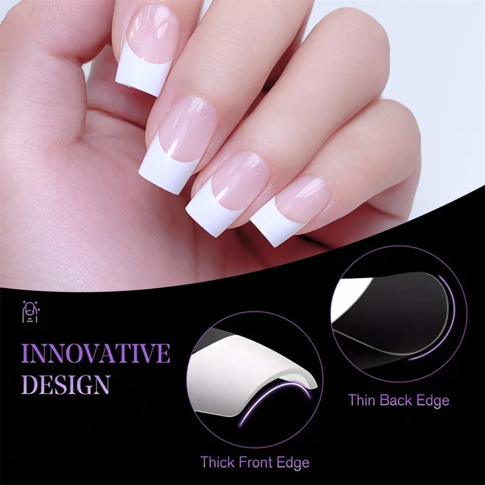 120pcs French Press-On Nails Square Soft Gel Fake Nails Set