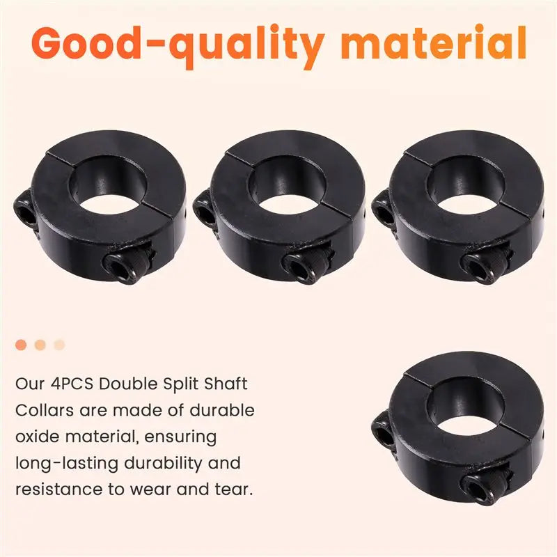 4PCS Double Split Shaft Collars Set Screw 20x40x15mm Steel