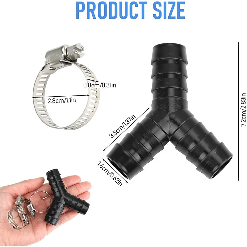 2-Pack Y-Type Washing Machine Drain Hose Connector 19-20mm