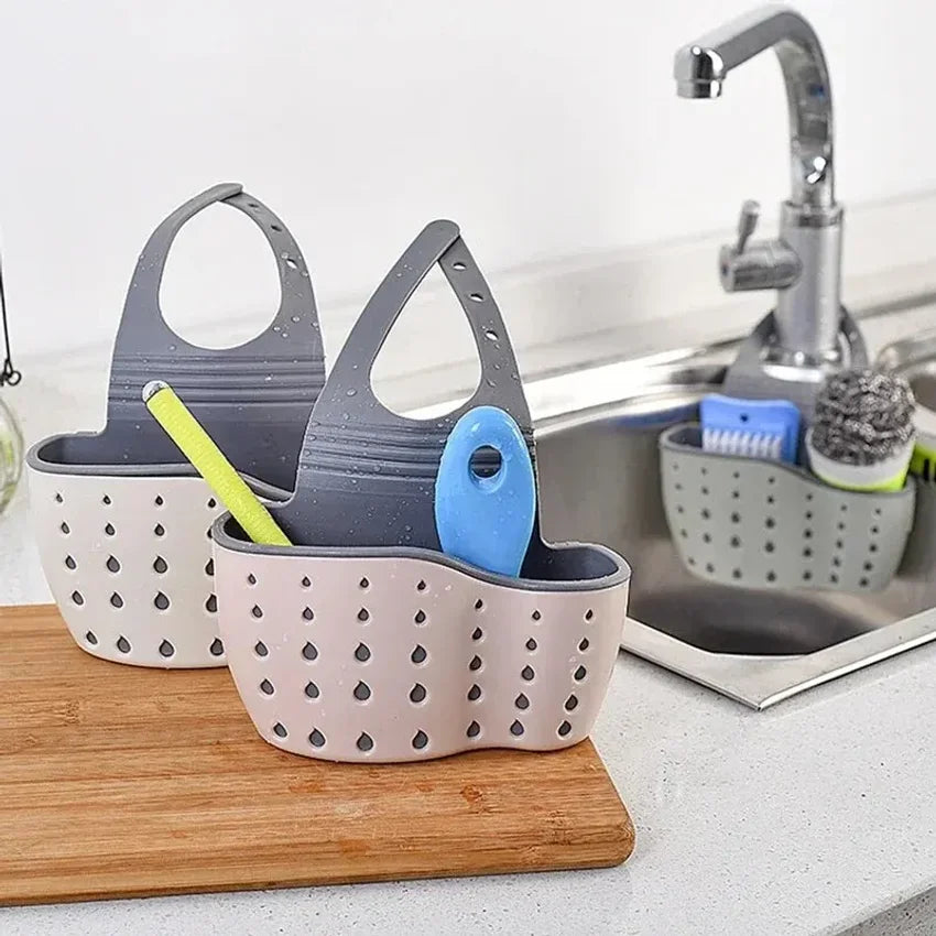 Adjustable Kitchen Sink Drain Basket – Sponge & Soap Holder
