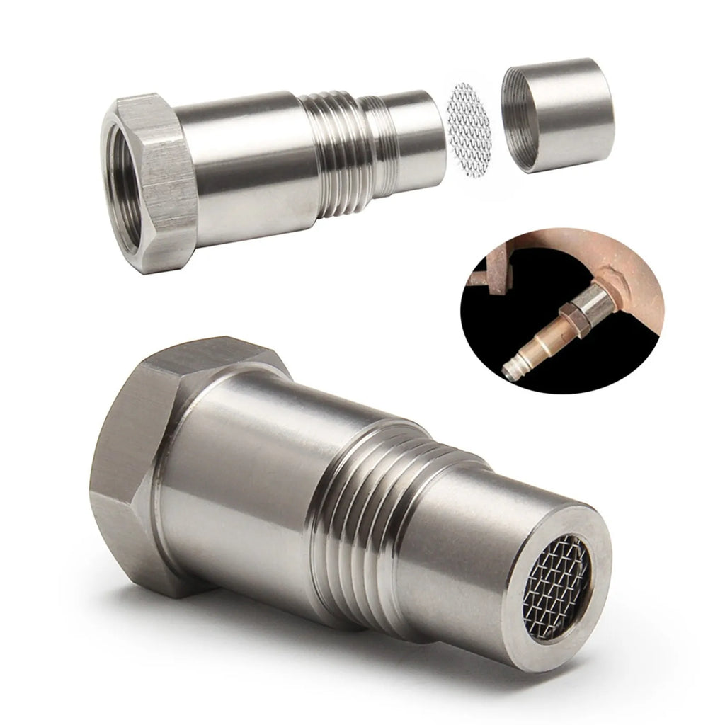 O2 Sensor Spacer Adapter M18x1 Hex Connector & Mesh Filter