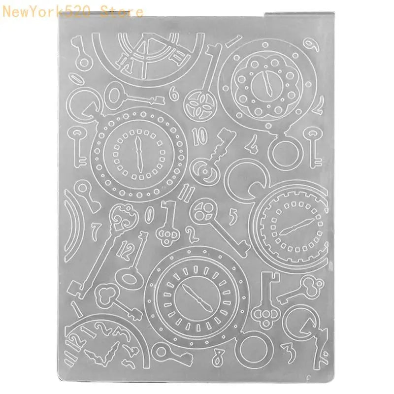 3D Clock & Key TPR Embossing Folder for Scrapbooking & Cards