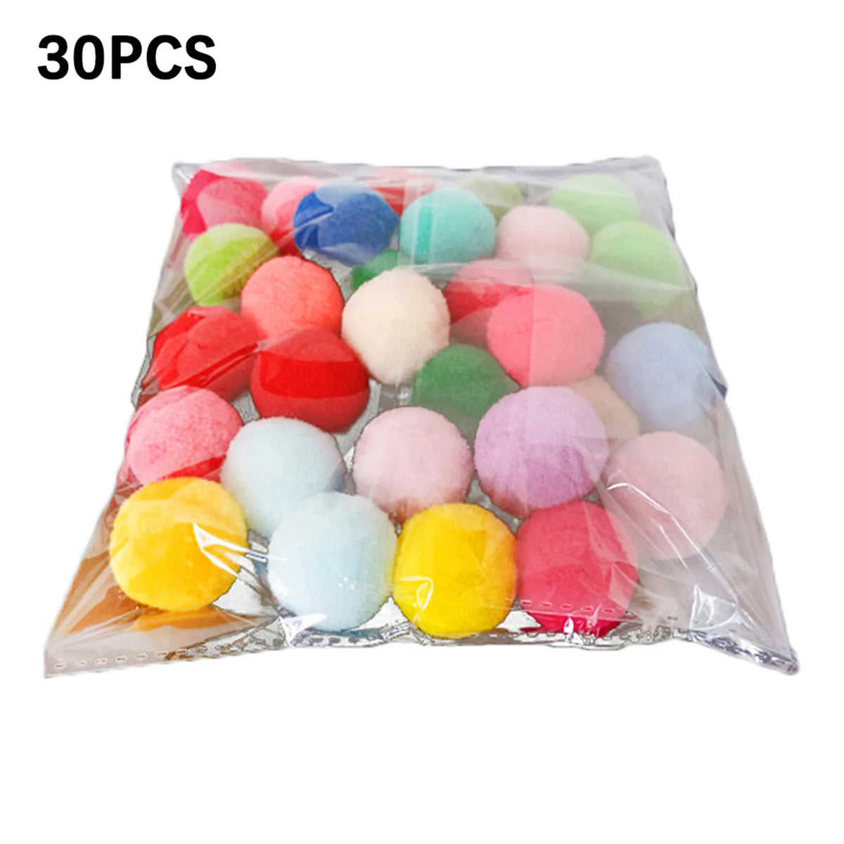30-Pack Soft Plush Pompom Cat Toy Balls – 4cm Kitten Play Toys