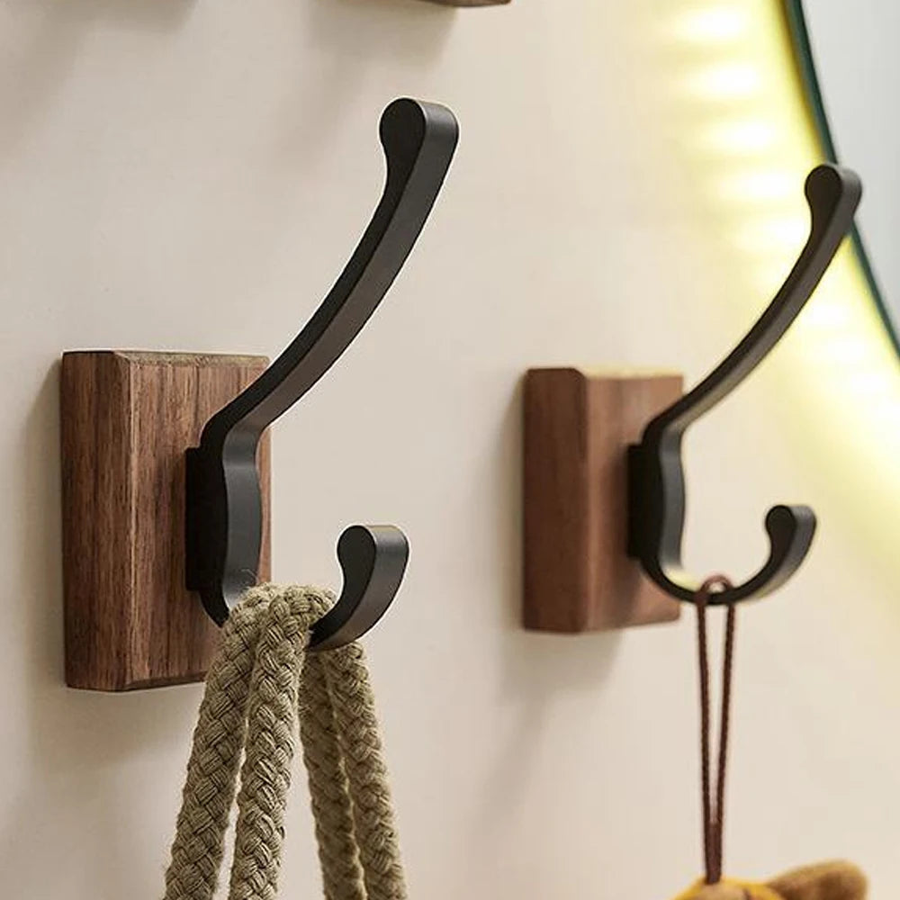 Solid Wood Wall Hook Rack – Coat Hat Towel Hanger