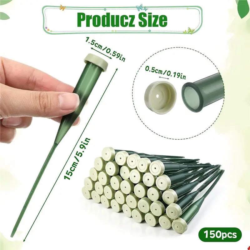 150 Green Floral Water Tubes 6 Inch with Rubber Caps