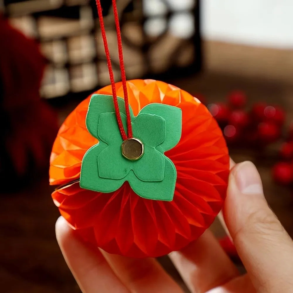 Paper Honeycomb Persimmon Hanging Ornaments 6/10cm – 10 Pack