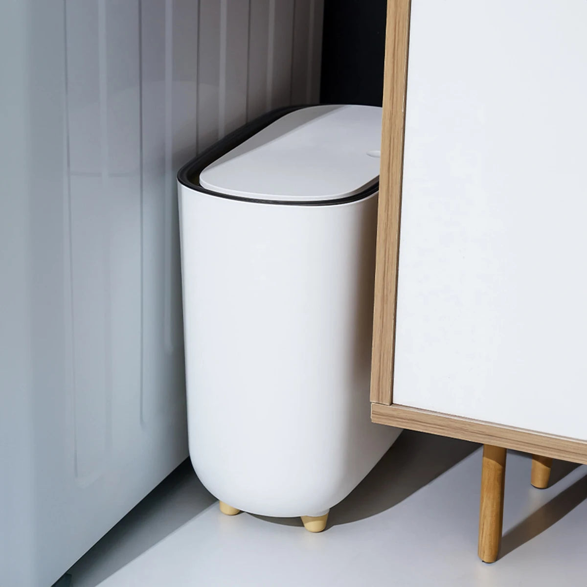 Narrow Trash Can Press Swing Lid – 18L Small Space Waste Bin