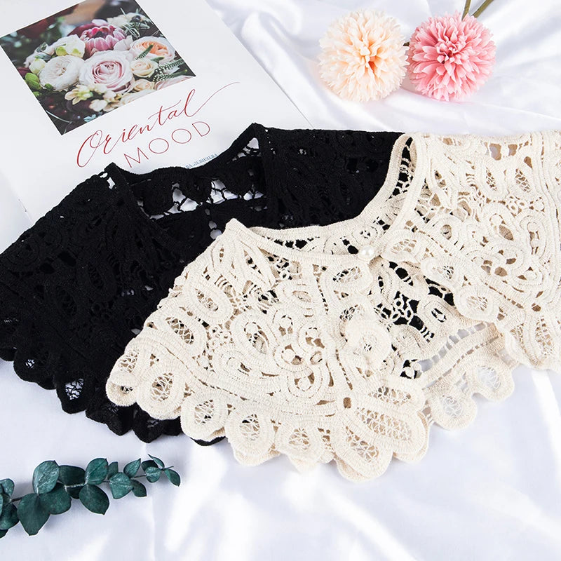 Women's Hollow Crochet Lace Detachable Collar – Floral O-Neck