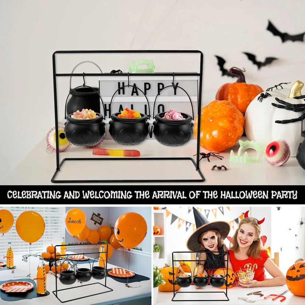 9-Pc Halloween Witch Cauldron Serving Bowl Set with Rack