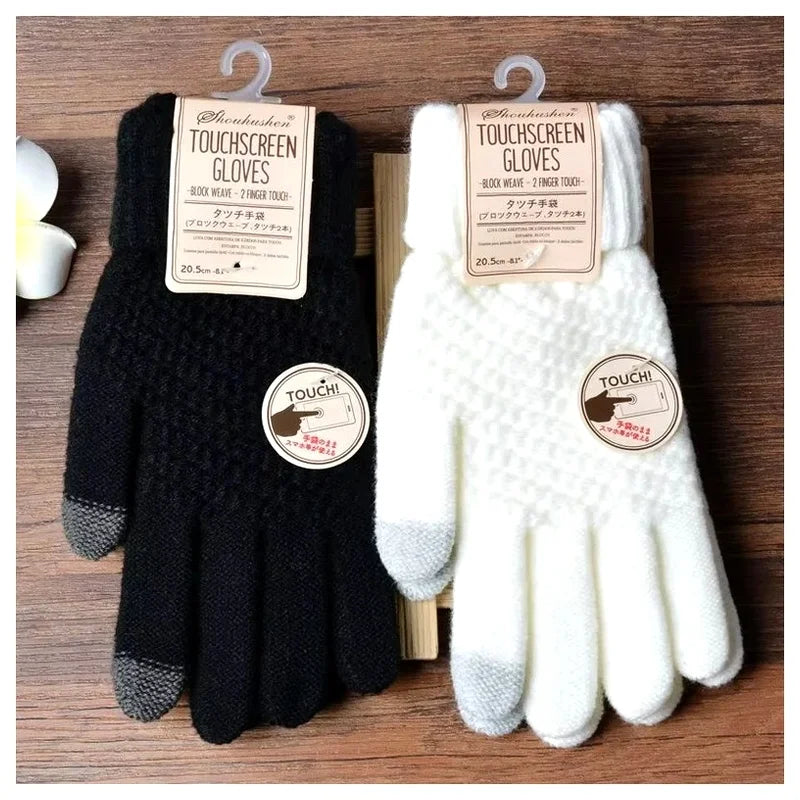 Women's Cashmere Knit Touch Screen Winter Gloves – Warm & Chic