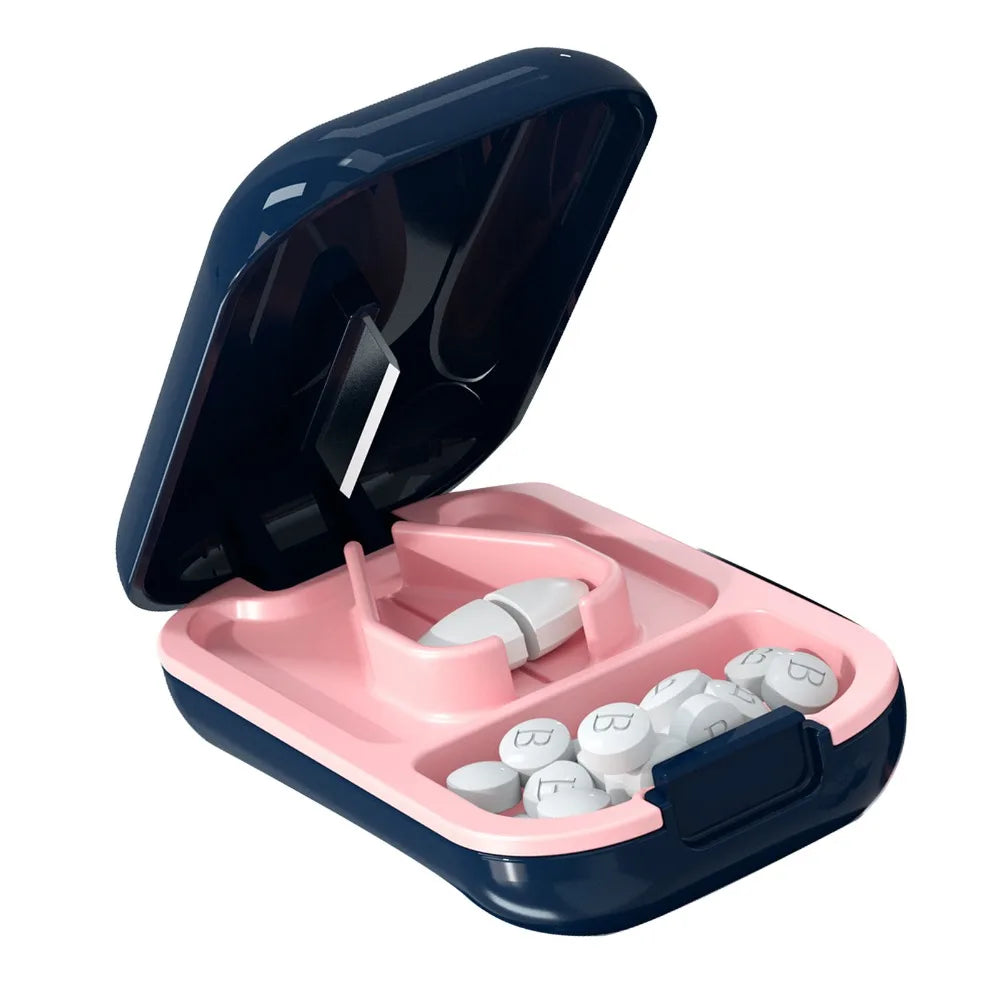 2-Pack Portable Pill Cutter & Tablet Splitter with Storage