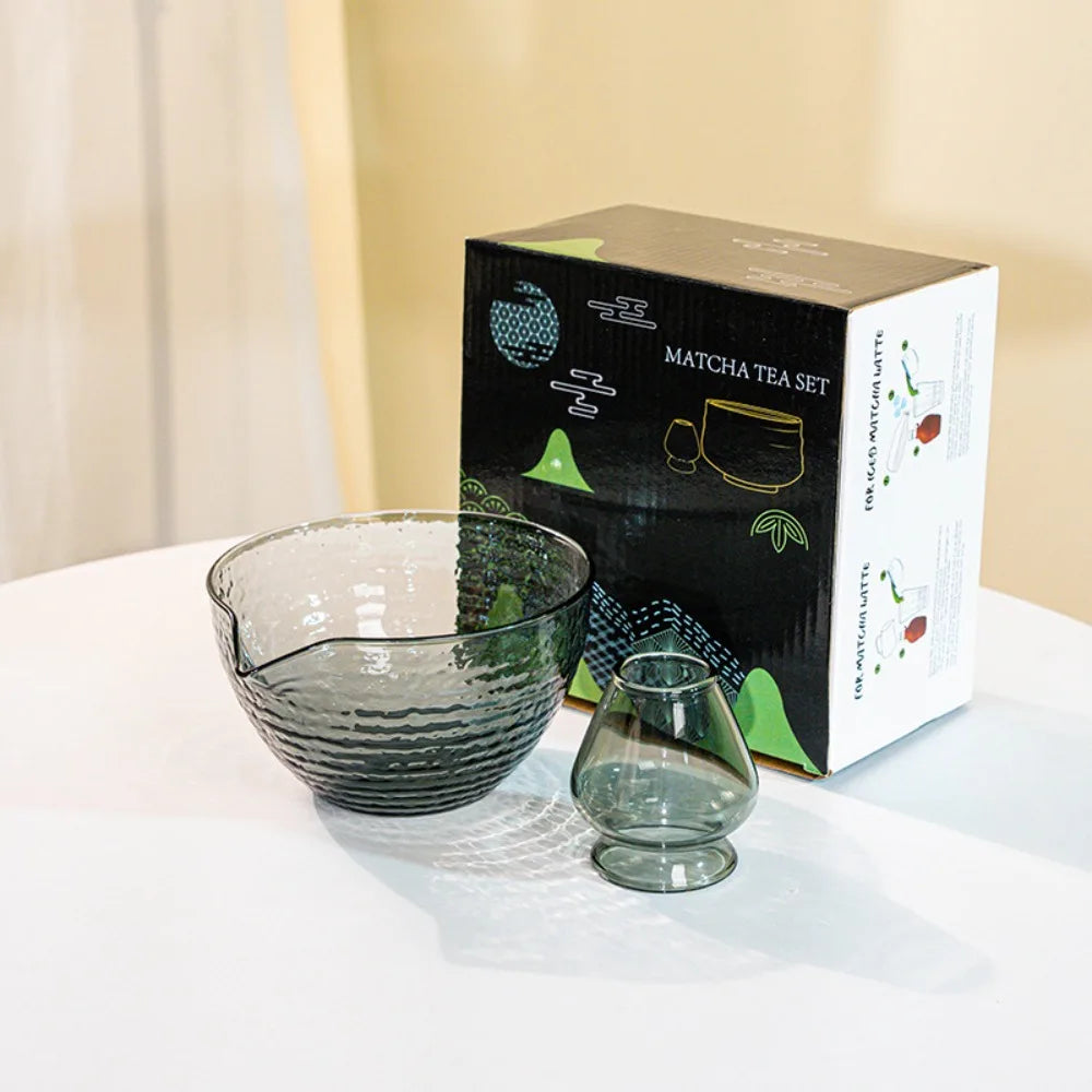 Glass Matcha Bowl with Pouring Spout – Japanese Tea Set