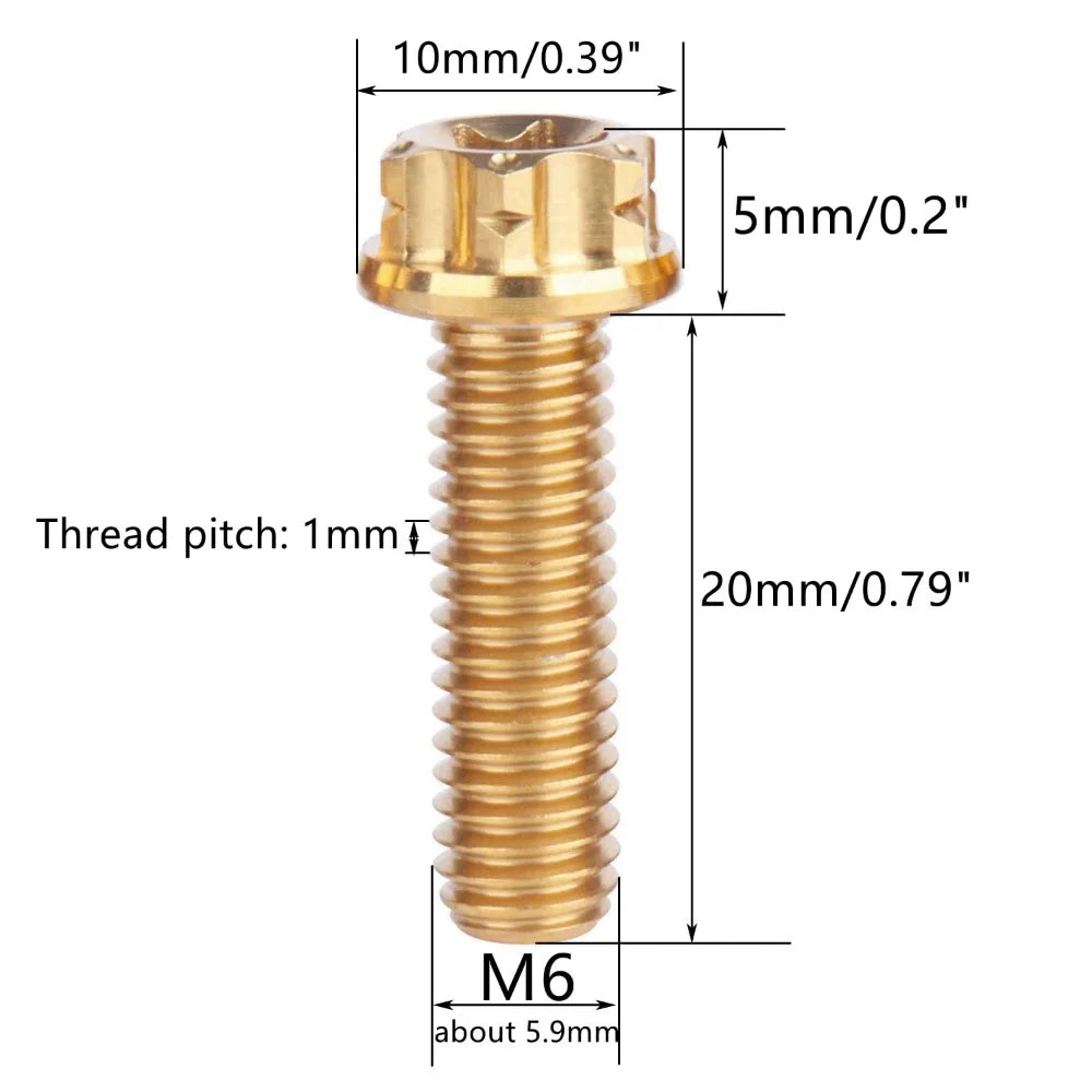 GR5 Titanium M6 Crown Bolt 10–30mm | Anti-Theft Decorative Screw