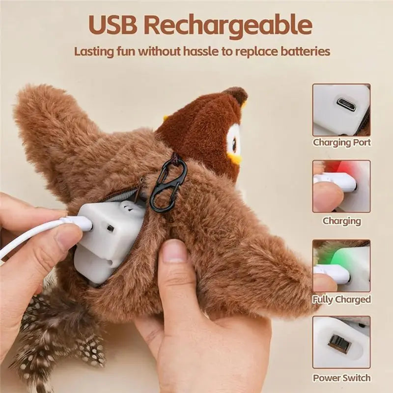 Interactive Chirping Bird Cat Toy – Electric Flapping Wings