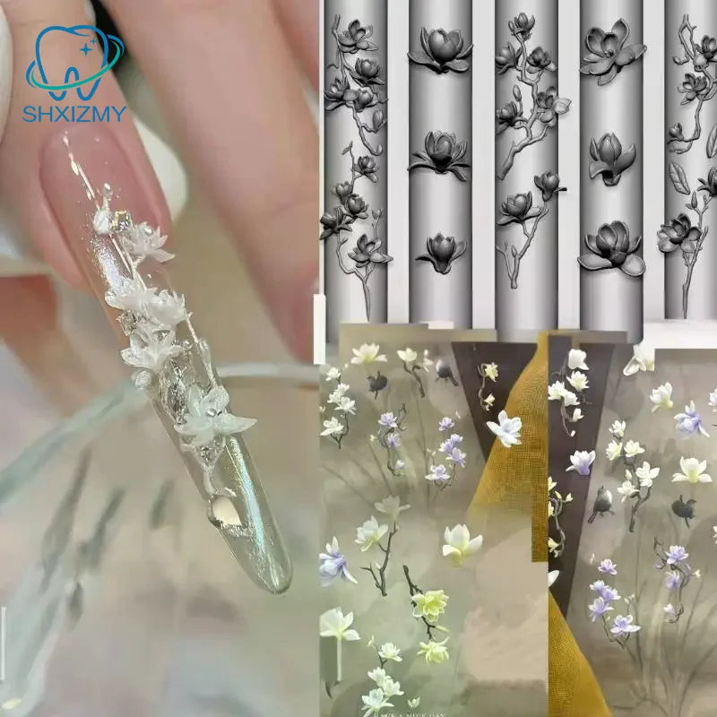 3D Magnolia Silicone Nail Art Mold – DIY Floral Carving Template