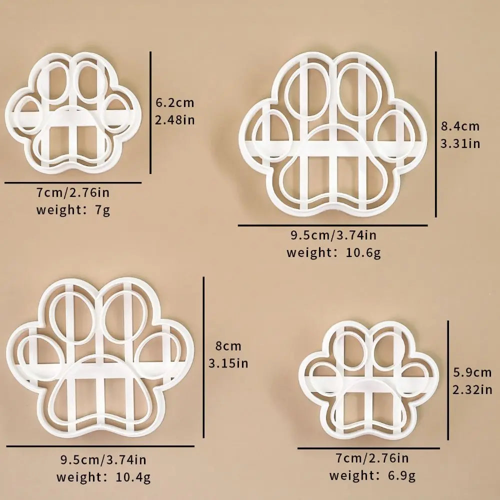 4PCS Paw Print Cookie Cutters – BPA-Free Baking Tool Set