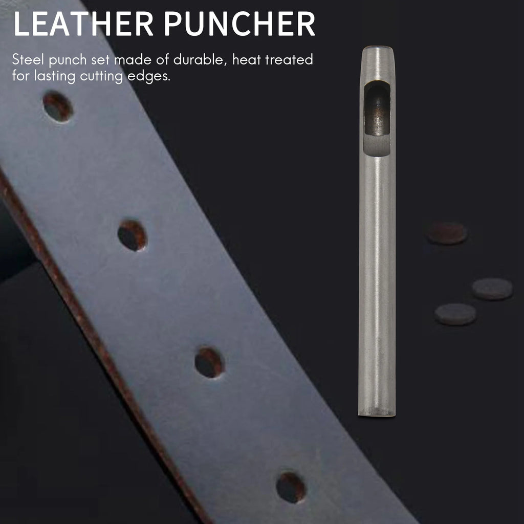 14-Pc Round Hollow Leather Punch Set – Steel Hole Cutter Kit
