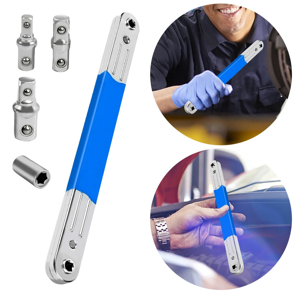 Offset Ratchet Spanner Set with 1/4 3/8 1/2" Square Adapters