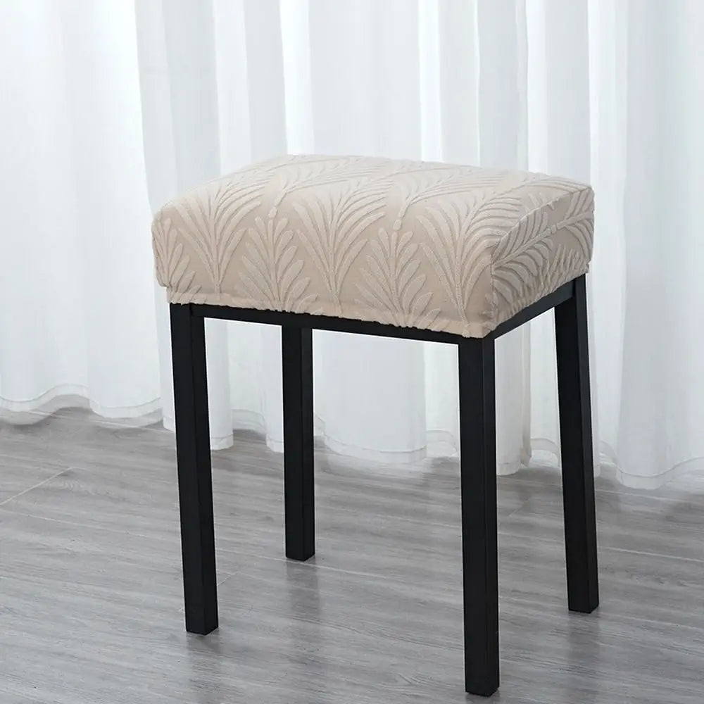 Jacquard Velvet Vanity Stool Cover | Stretchy Bench Seat Protector