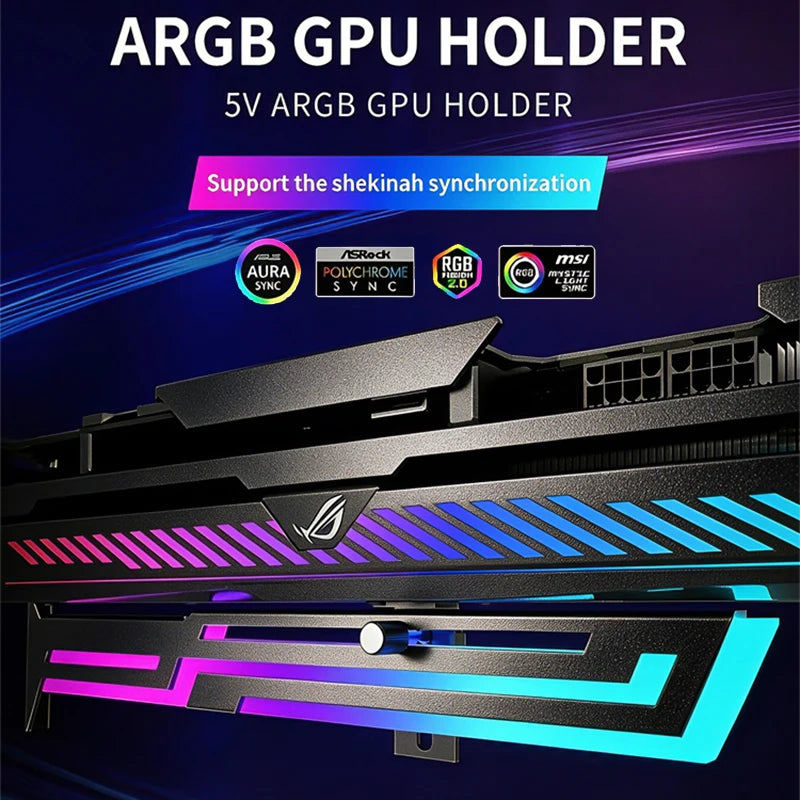 Horizontal GPU Bracket with ARGB Lighting for PC Builds