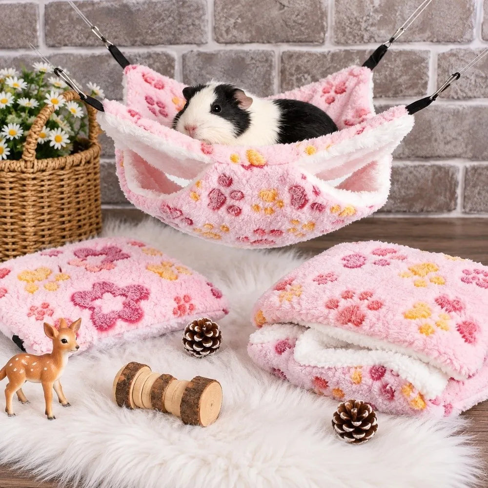 Double-Layer Plush Hamster Hammock – Warm Small Animal Bed