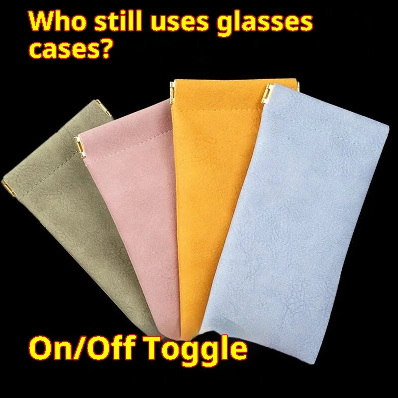 PU Leather Auto-Snap Glasses Pouch – Waterproof Eyewear Case