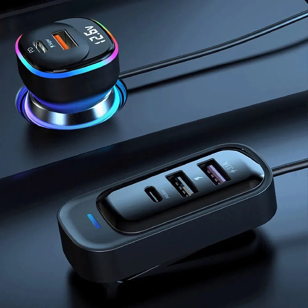 VIBE 66W Car Charger 6-Port USB Type-C PD QC3.0 Fast Charge