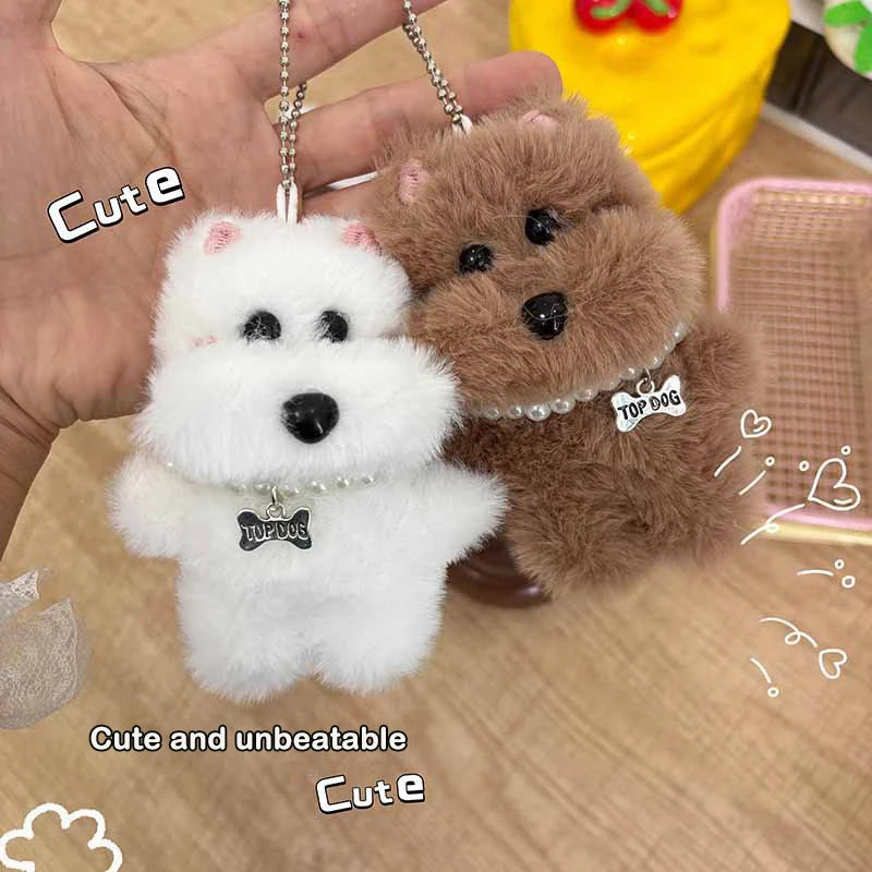 Kawaii West Highland Terrier Plush Keychain – Cute Puppy Bag Charm