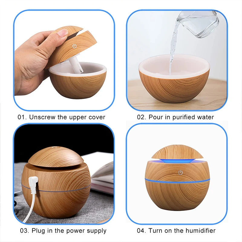 Wood Grain USB Cool Mist Humidifier & Aroma Diffuser – VIBE