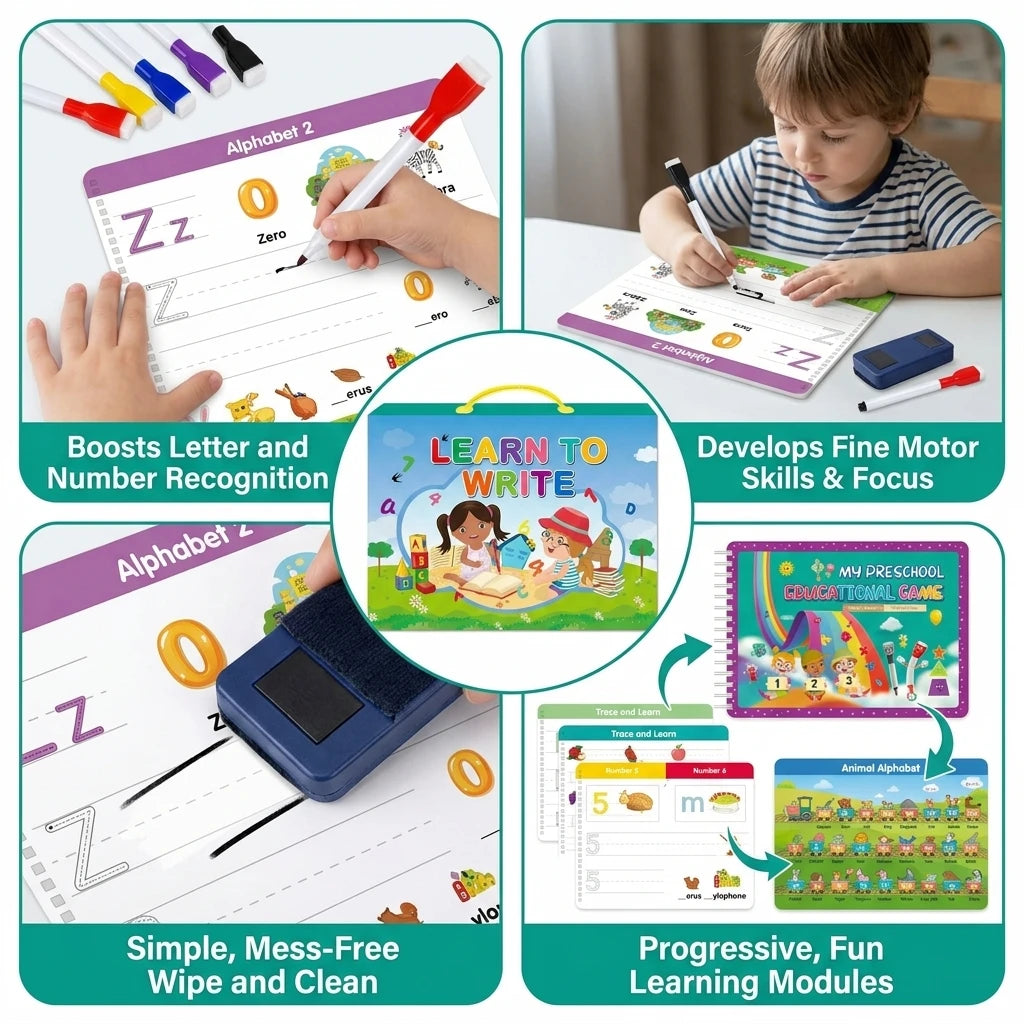 Erasable Pen Control Workbook for Kids Ages 3–5 | Wipe Clean
