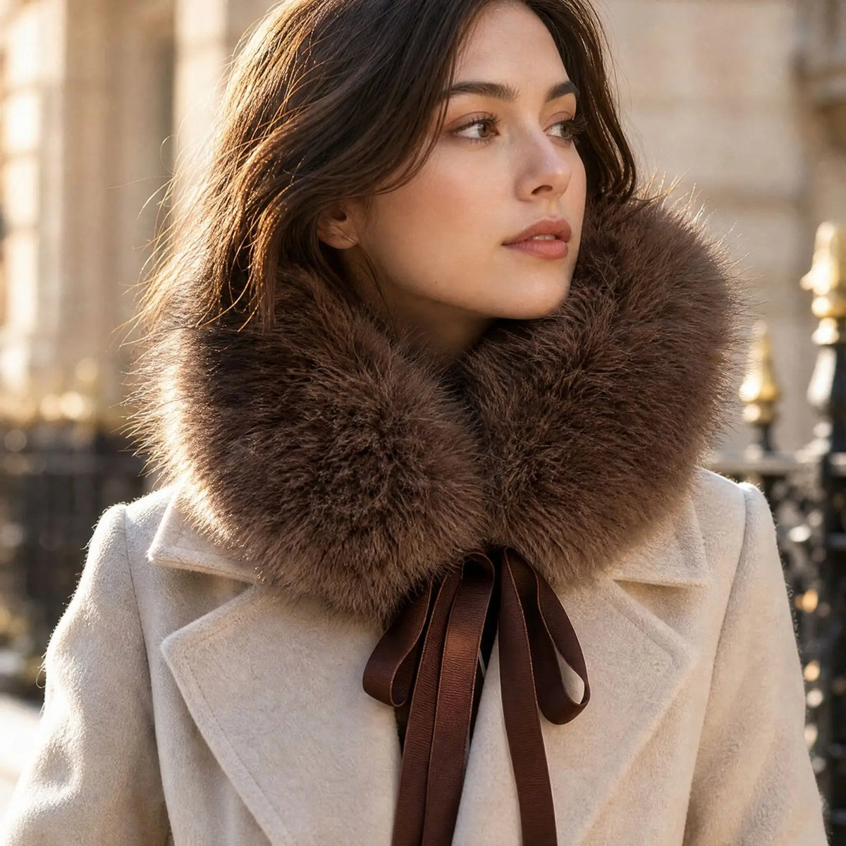 Women's Faux Fur Collar Scarf – Soft Fluffy Winter Neck Wrap