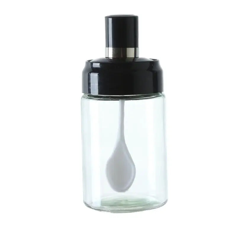 Glass Spice Jar with Integrated Spoon – Airtight & Moisture-Proof