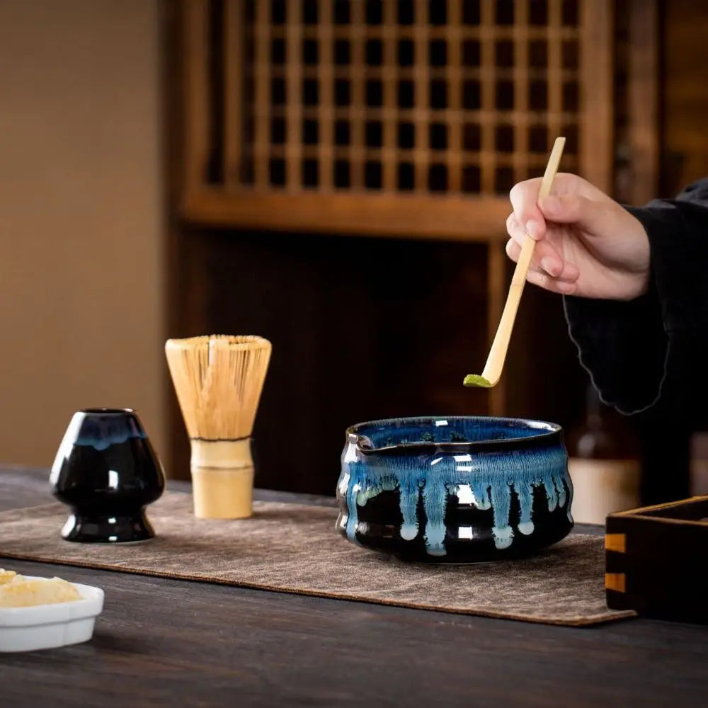 Japanese Matcha Tea Set – Ceramic Bowl & Bamboo Whisk Kit