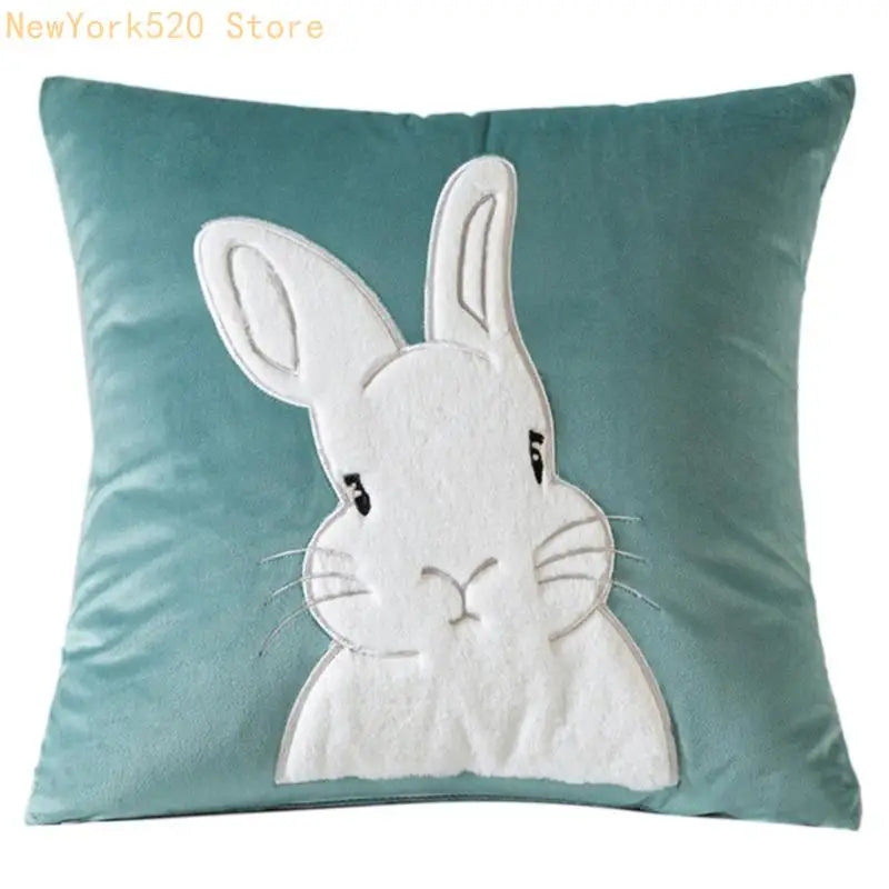 Rabbit Cushion Cover 45x45cm Square Sofa Decorative Pillow