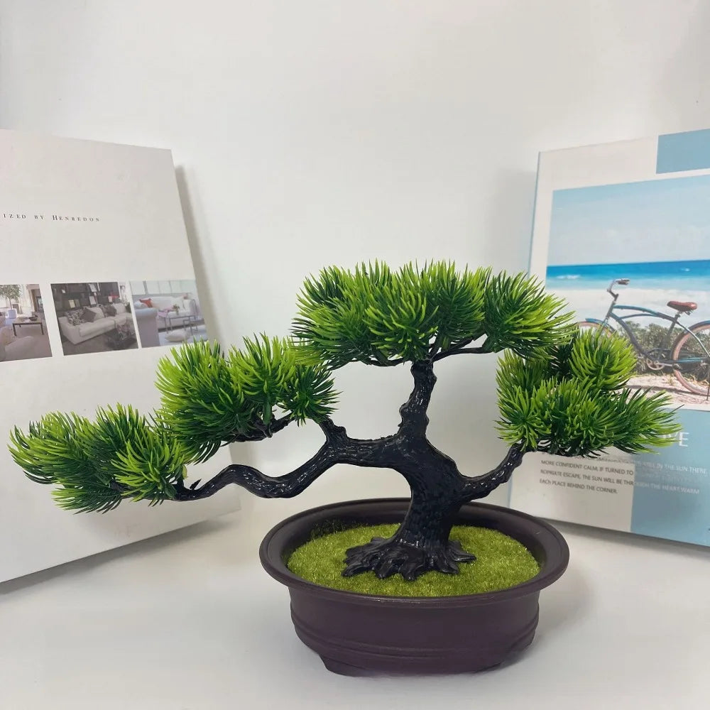 Artificial Bonsai Tree Faux Pine Plant Indoor Decor