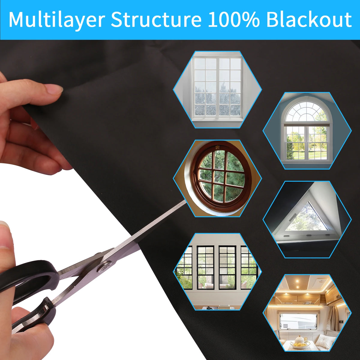 100% Blackout Blind No-Drill Stick-On Window Shade – 4 Sizes