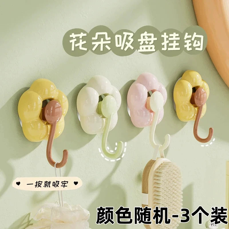 3-Pack Flower Suction Cup Hooks – No-Drill Reusable Hangers