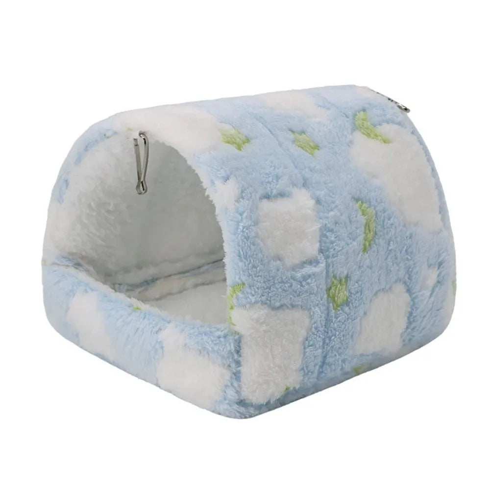 Hanging Plush Parrot Nest – Warm Cotton Bird Hut Hammock